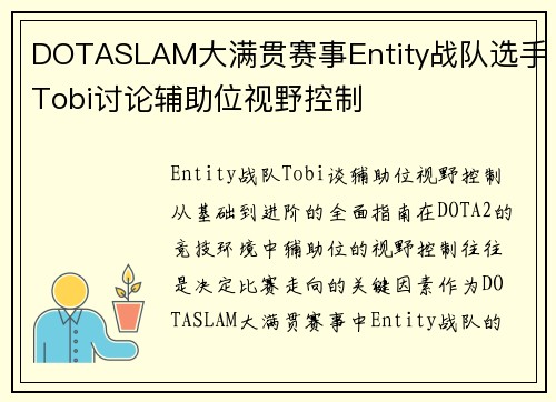 DOTASLAM大满贯赛事Entity战队选手Tobi讨论辅助位视野控制